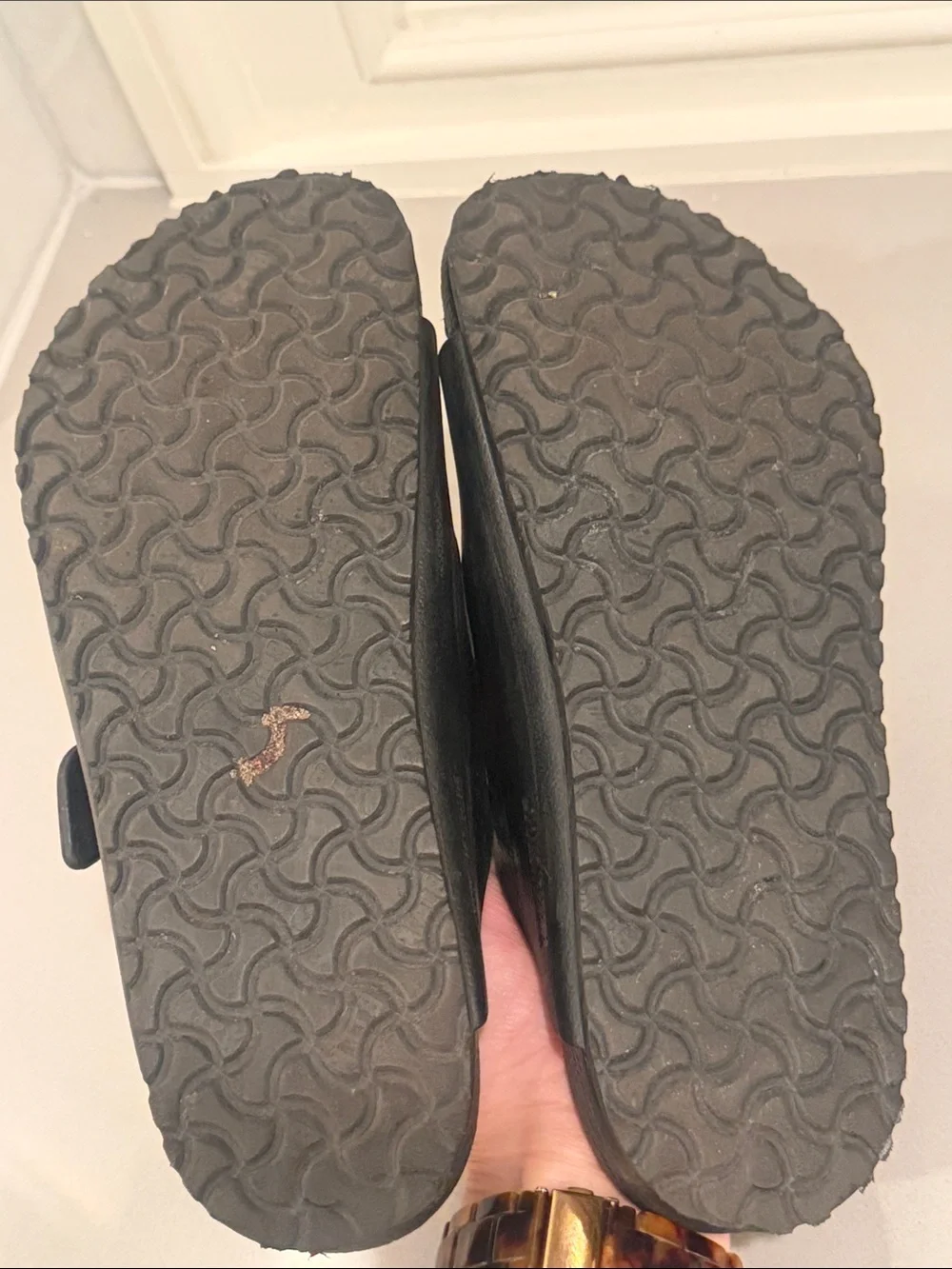 Kids Eva Birkenstock Black Two-Strap Slide Sandals Size 34 (youth 3-3.5)